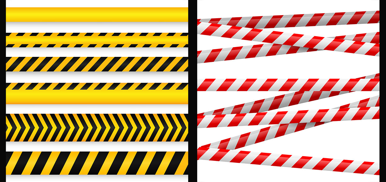 Sicherheitsmarkierungen Bänder in gelb Schwarz und rot weiß