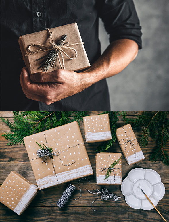 Packpapier als Geschenkverpackung selbst gestalten