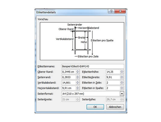 Etiketten Word einrichten