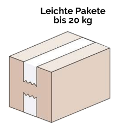 Klebevariante für leichte Pakete bis 20 kg: Das Klebeband wird einfach über die Kartonöffnung geklebt