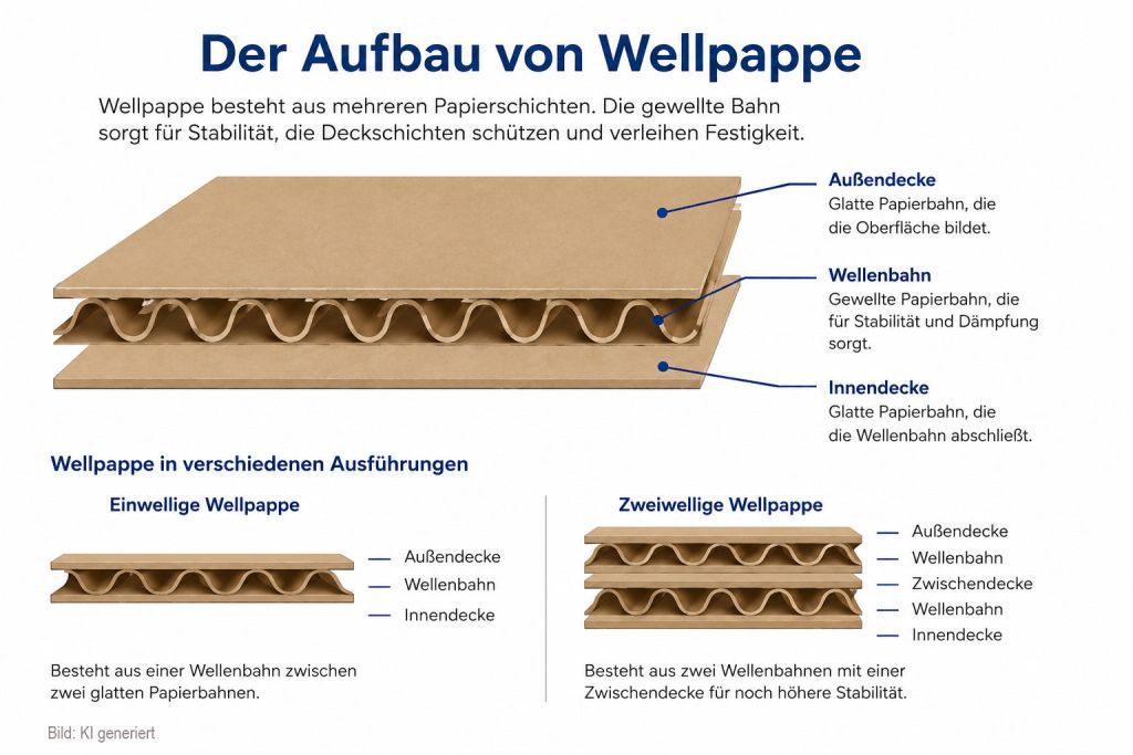 Aufbau von Wellpappe