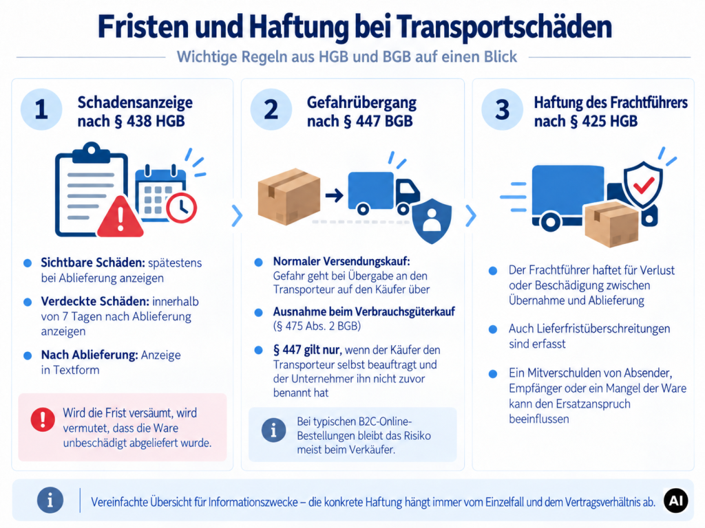 Welche Fristen und Haftung gelten bei Transportschäden